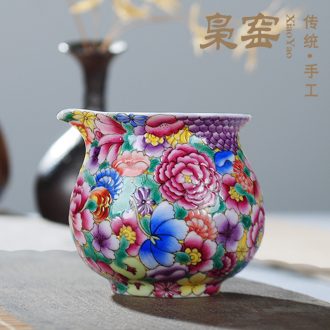Jingdezhen ceramic kung fu tea set parts hand-painted painting of flowers and tea tea strainer screen pack tea strainer)