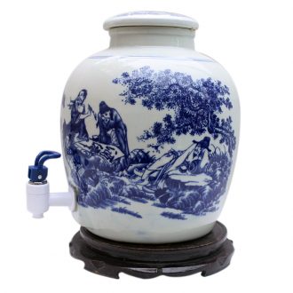 30 jins of jingdezhen ceramic medicine bottle bubble wine barrel bubble wine jar enzyme of glass bottles with tap