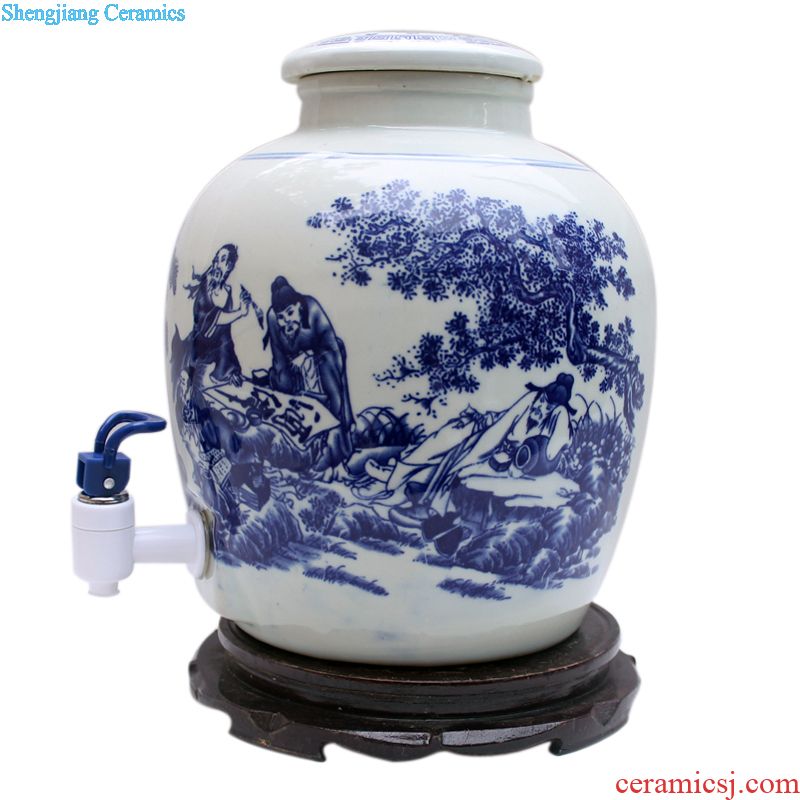 30 jins of jingdezhen ceramic medicine bottle bubble wine barrel bubble wine jar enzyme of glass bottles with tap