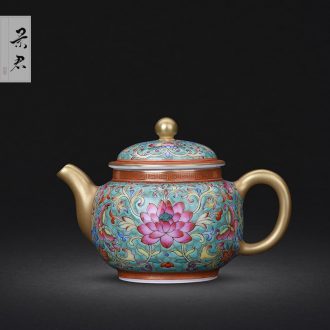 Jingdezhen ceramics enamel colors lotus flower ruyi bats grain storage POTS of tea caddy tea set