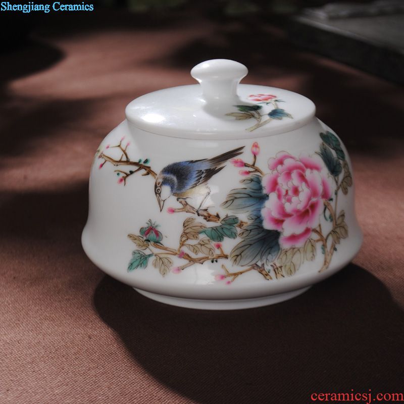 Jingdezhen ceramic tureen hand-painted scenery bowl kung fu tea set manual blue three cups to bowl to bowl