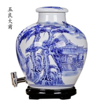 Ceramic ricer box barrel Jingdezhen ceramic tank at the end of the tea tea urn storage cylinder 50 kg decoration storage tank