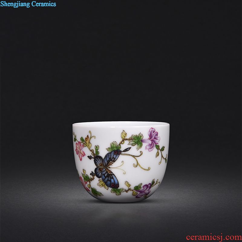 JingJun jingdezhen ceramic cups kung fu masters cup blue and white landscape hand-painted porcelain sample tea cup small hand cups