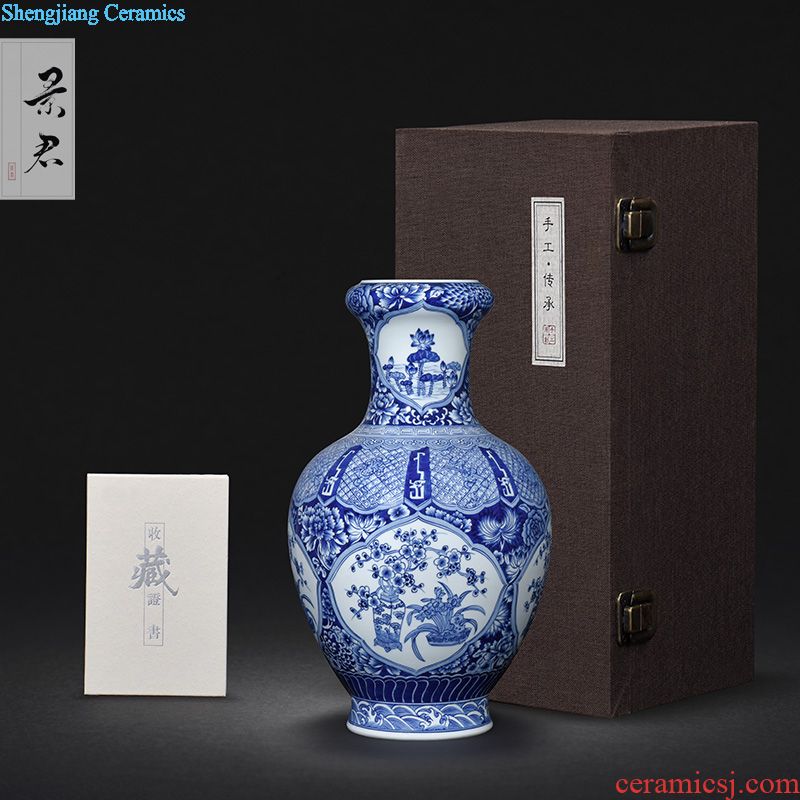 Hand-painted JingJun jingdezhen ceramics crafts are blue and white porcelain vases, flower arrangement sitting room of Chinese style household decorations