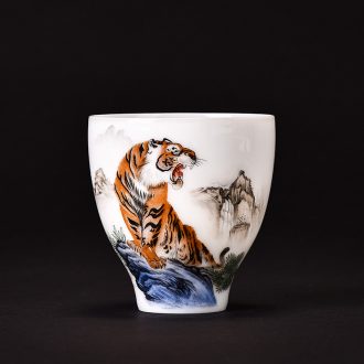 Hand your kiln jingdezhen ceramic cups colored enamel kung fu tea master cup chicken cylinder cup sample tea cup customization