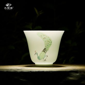 Three frequently hall double tureen jingdezhen ceramic tea cups, hand-painted xuan wen kung fu tea set suit S11006