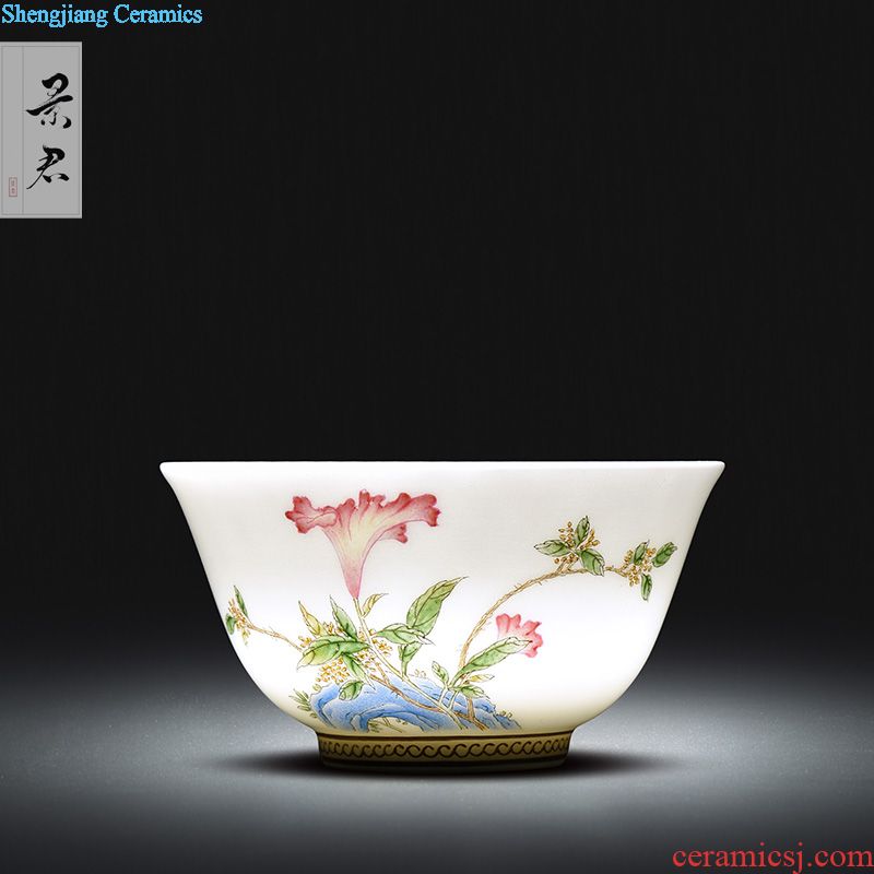 JingJun Jingdezhen blue and white porcelain three tureen Kung fu tea bowl tea cup 1