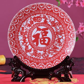 Jingdezhen ceramic Chinese red large sitting room adornment landing big vase European furnishing articles of modern fashion