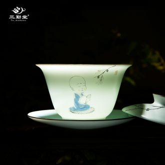 Three frequently tong xi shi pot of tea set a pot of two cups of jingdezhen ceramic kung fu tea kettle hand TZS167