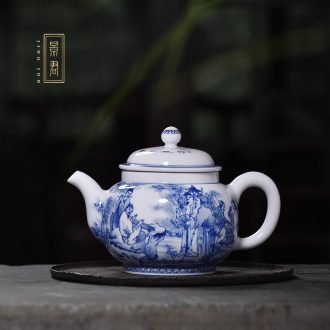 JingJun Jingdezhen hand-painted ceramic teapot kung fu tea set single pot of tea set filter pot of color ink pot