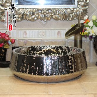 JingYuXuan jingdezhen ceramic lavatory basin basin art stage basin sink waist drum silver flower