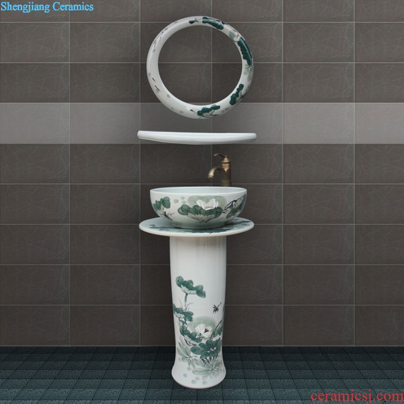 JingYuXuan blackish green deep carved lotus of jingdezhen ceramic art basin bathroom restoring ancient ways the basin that wash a face hand wash basin