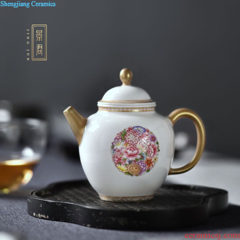 JingJun Jingdezhen hand-painted teapot Ceramic kung fu tea set single pot of tea set to filter the teapot