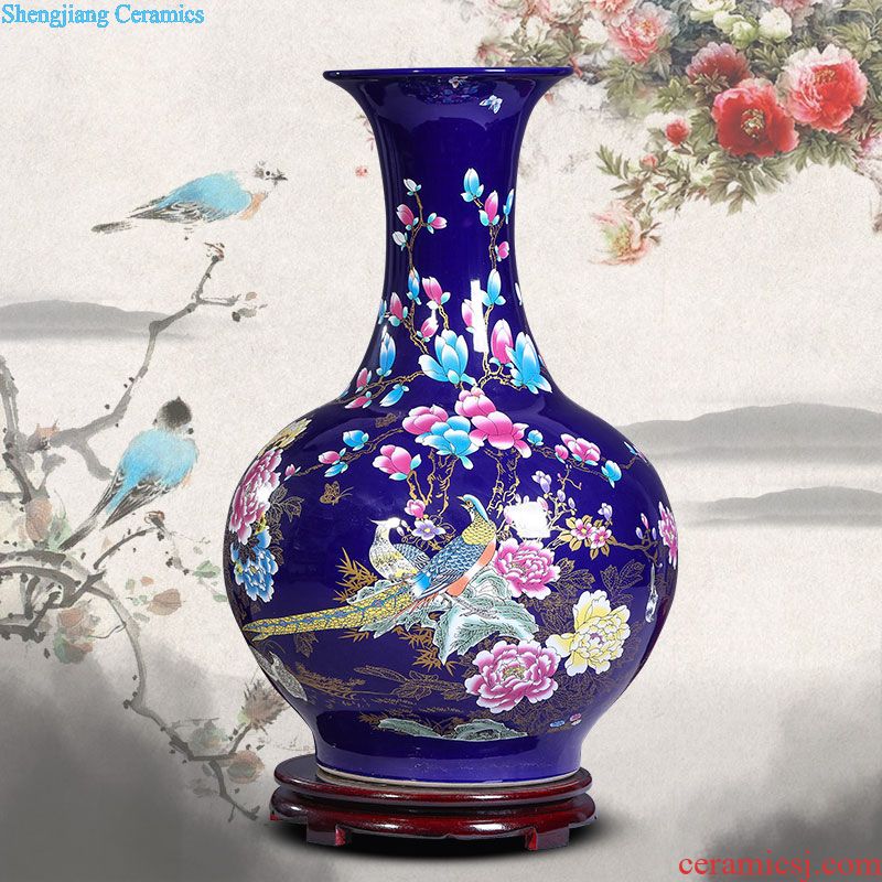 Jingdezhen ceramics flower vase creative flower implement the sitting room of Chinese style household soft adornment furnishing articles northern Europe