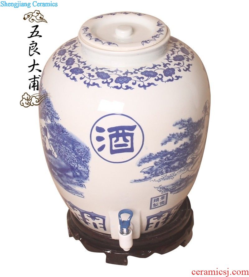 Hand-painted jingdezhen ceramic bottle 5 jins of bubble bottles decoration bottle small jars Seal the bottle An empty bottle