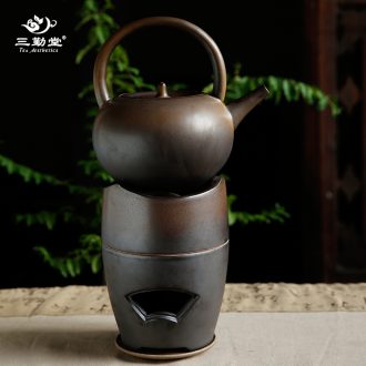 The three frequently coppering.as crack cup a pot of two cup of silver Portable hand grasp pot was suit jingdezhen ceramics TZS259