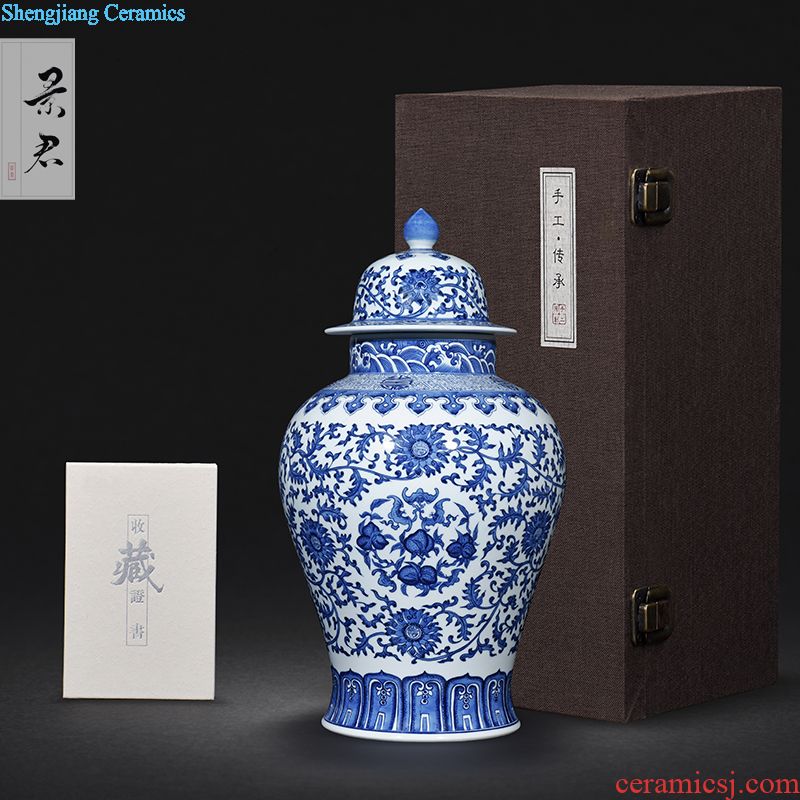 Hand-painted JingJun jingdezhen ceramics crafts are blue and white porcelain vases, flower arrangement sitting room of Chinese style household decorations