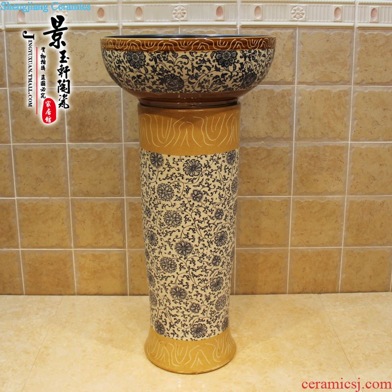 Jingdezhen JingYuXuan lotus pillar ceramic art basin waist drum broken bottom lavatory basin of wash basin