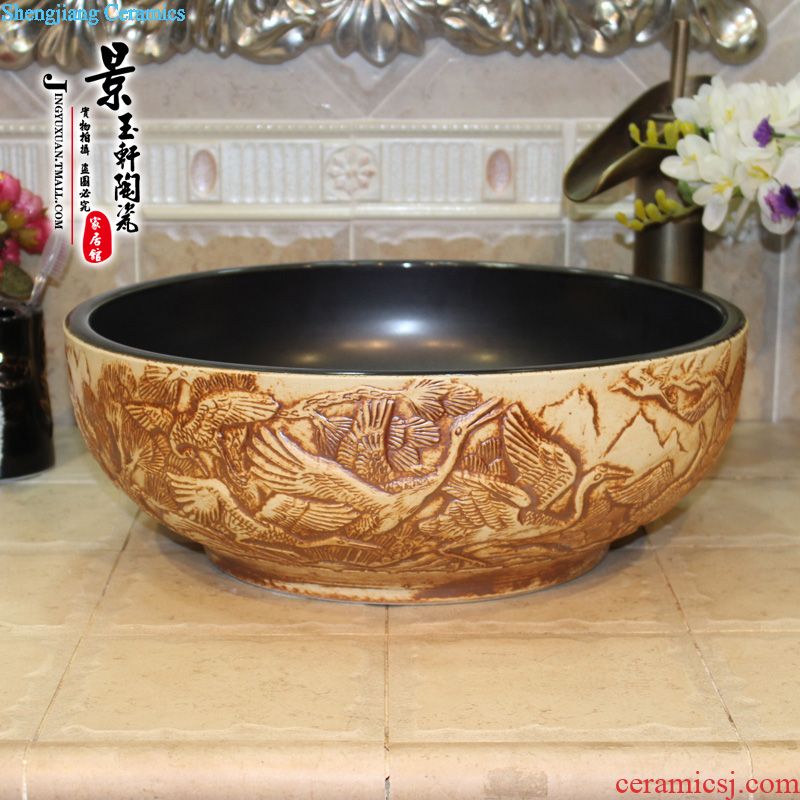 Jingdezhen JingYuXuan ceramic wash basin stage basin sink art basin basin straight carpet of flowers