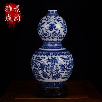 Hand-painted modern home decoration of blue and white porcelain of jingdezhen ceramics furnishing articles lotus decoration arts and crafts