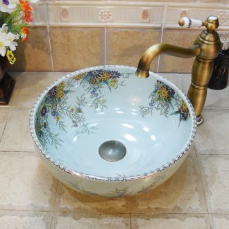 Jingdezhen ceramic column set three-piece five lavatory basin carved lotus art basin sink basin