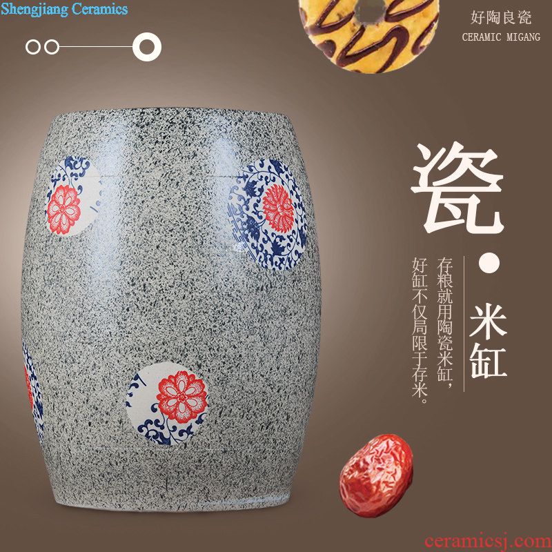 Jingdezhen ceramic barrel ricer box m altar seal pot 50 kg moisture insect-resistant flour cylinder tank 25 l storage tank