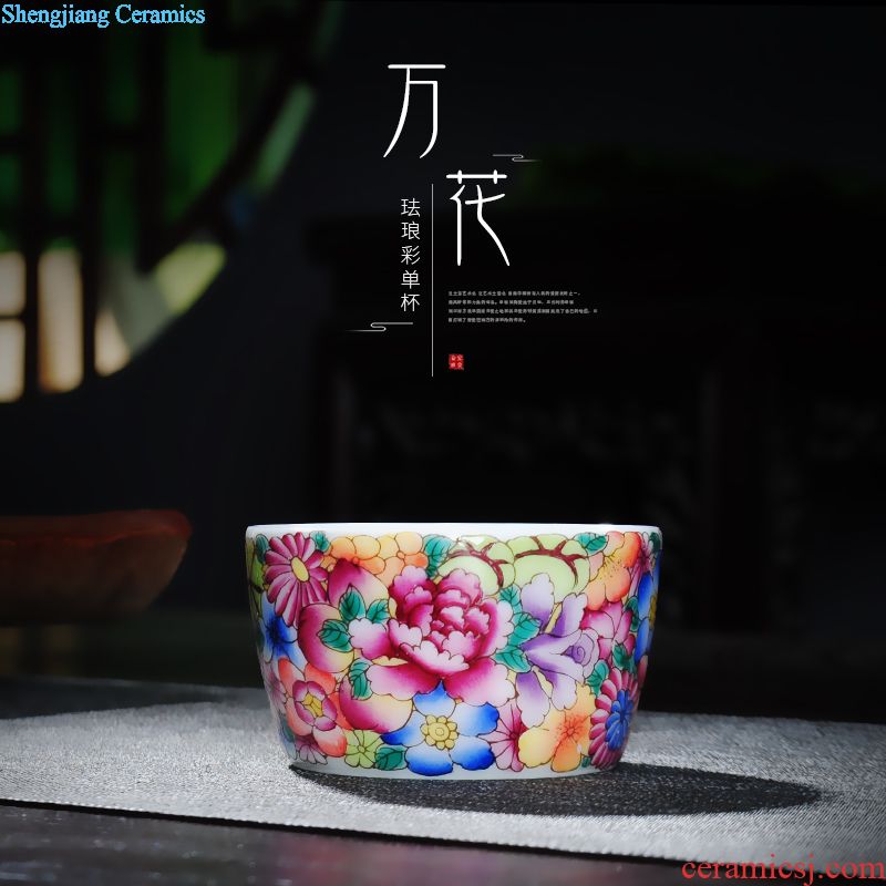 Jingdezhen ceramic hand-painted tureen kung fu tea tea bowl powder enamel cups pure manual bowl three cups