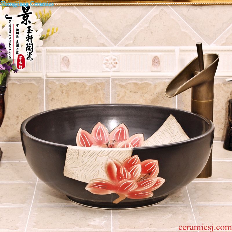 Jingdezhen ceramic lavatory basin basin art on the sink basin birdbath black han-jin luo PND tail-on