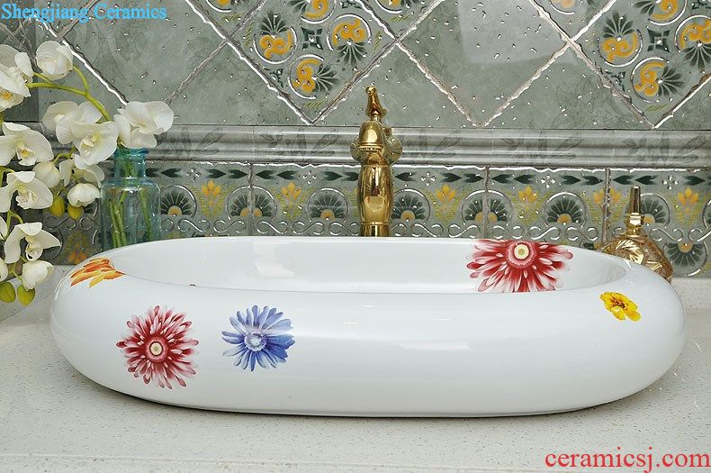 JingYuXuan jingdezhen Hand painted lotus pot the post Wash basin stage basin bathroom hand wash basin basin sink