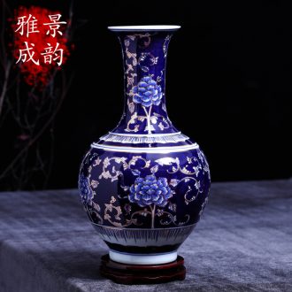Jingdezhen ceramic handicraft ceramic landscape of large blue and white porcelain vase sitting room home decoration porcelain furnishing articles