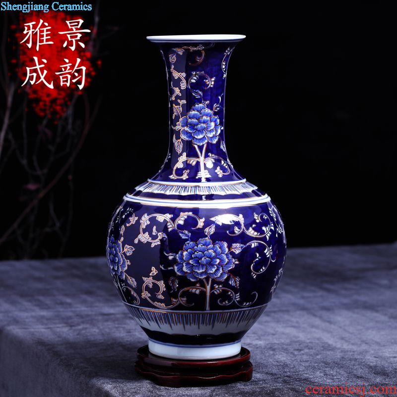 Jingdezhen ceramic handicraft ceramic landscape of large blue and white porcelain vase sitting room home decoration porcelain furnishing articles