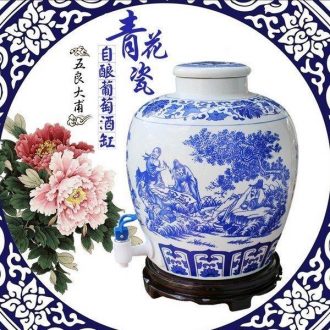 Jingdezhen ceramic wine bottle bottle bottle art collection Decorative bottle 5 jins of landscapes