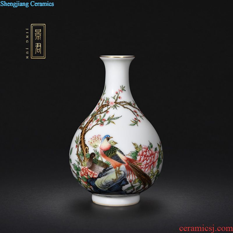 JingJun jingdezhen ceramics hand-painted vases, flower arrangement, new Chinese style household adornment handicraft sitting room porch