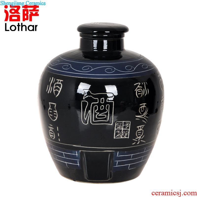 Jingdezhen ceramic jars bubble bottle sealed jar 10 jins 20 jins 30 jin carved bottle it hip 50 pounds