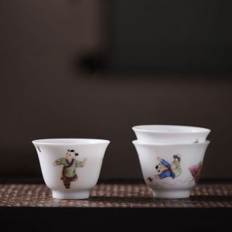 Hand-painted JingJun jingdezhen ceramics powder enamel design phoenix single hand tea cup cup host blue and white