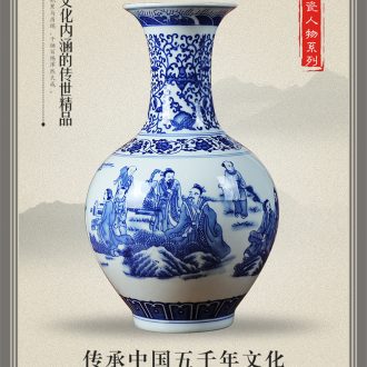 Jingdezhen ceramics powder enamel nine peach figure vase sitting room place study modern household decoration simple gifts