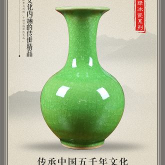 Archaize of jingdezhen ceramics kiln green glaze open piece of crack vases, flower arranging Chinese classical sitting room adornment is placed