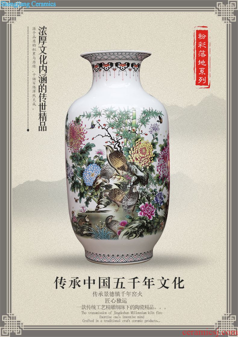 Jingdezhen ceramics powder enamel vase modern home sitting room adornment handicraft jiangnan xiuse landing place