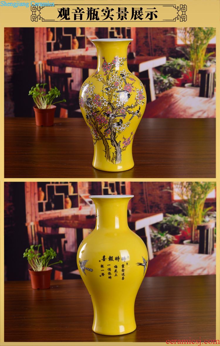 Insert jingdezhen ceramics vase famille rose fragrant lotus modern home sitting room adornment study simple furnishing articles