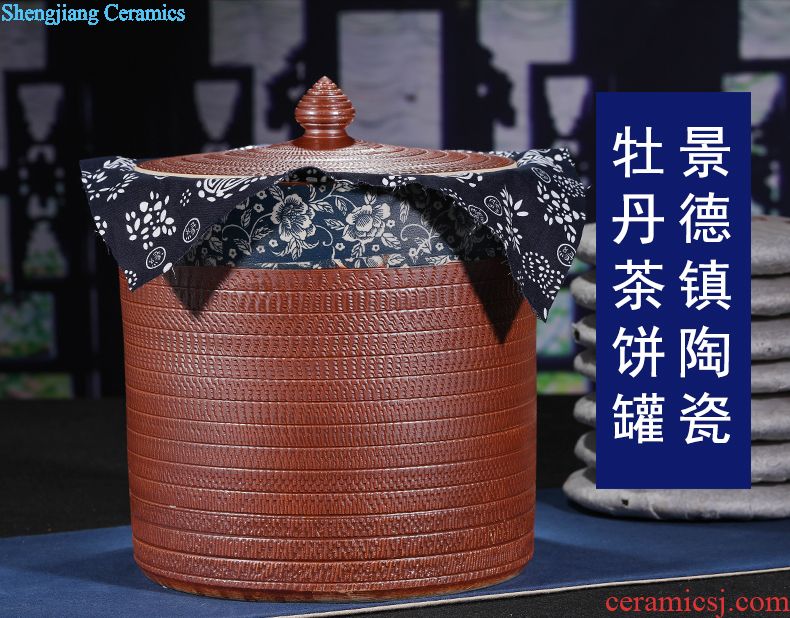 Blue and white porcelain of jingdezhen ceramics hand-painted caddy peulthai the seal pot of tea cake tea pot porcelain