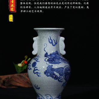 Imitation of jingdezhen ceramics kiln on vase classical modern home sitting room adornment handicraft furnishing articles large