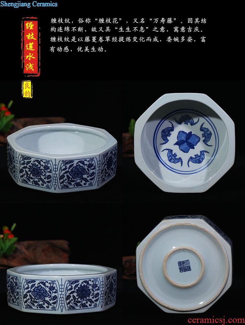 Jingdezhen ceramics slicing goldfish bowl shallow tortoise cylinder ashtray pen XiCha handicraft furnishing articles to wash the living room