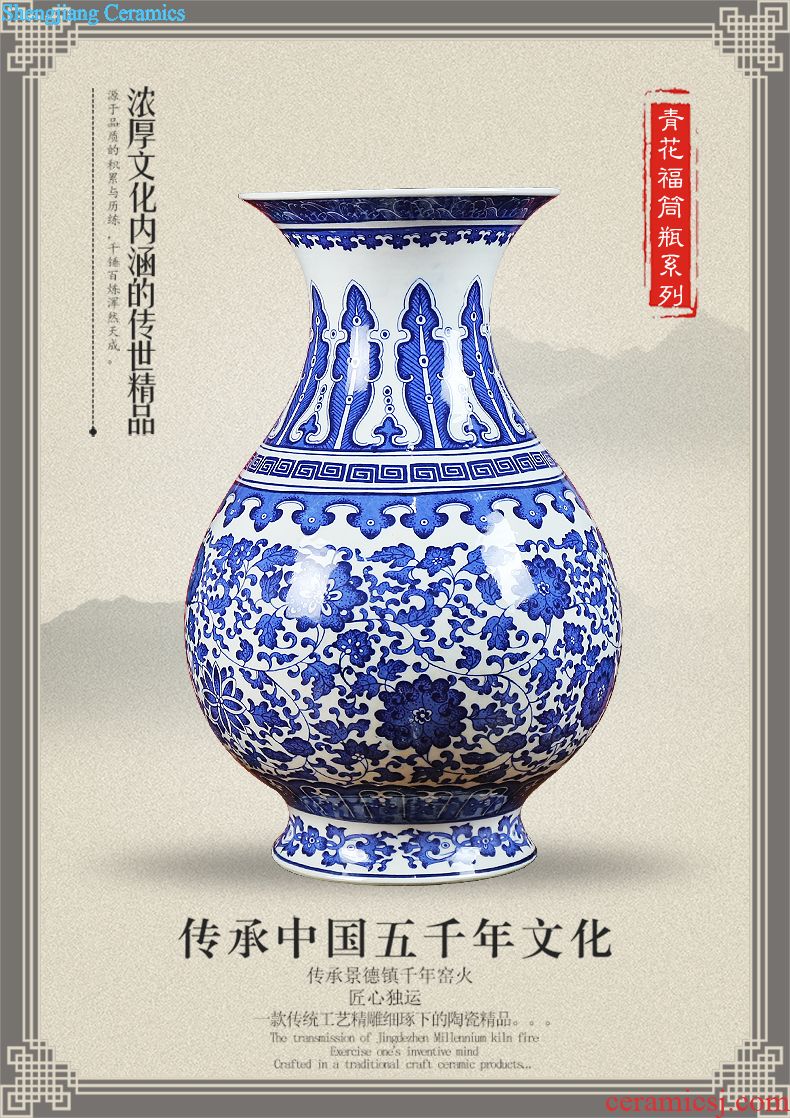 Jingdezhen ceramics powder enamel vase contemporary household adornment rich auspicious sitting room ground hotel furnishing articles