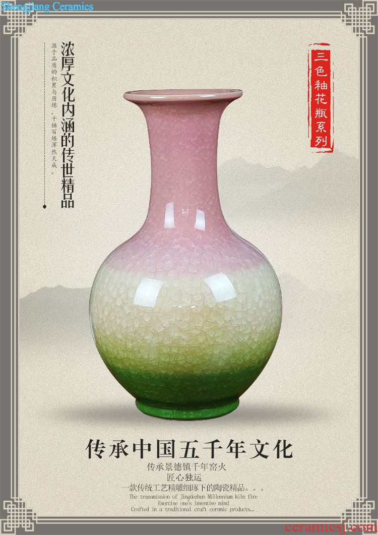 Jingdezhen ceramics hollow-out pastel floret bottle furnishing articles contemporary and contracted sitting room home decoration wedding gift