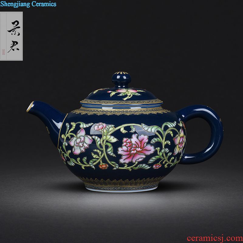 Jingdezhen hand-painted enamel teapot JingJun bound branches like a teapot kung fu tea pot home little teapot