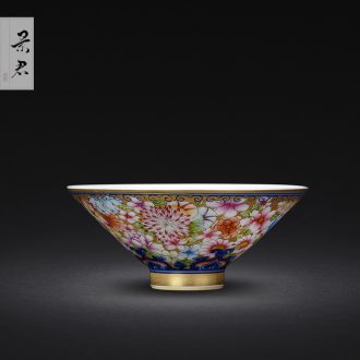 JingJun Tureen ceramic cups of ice may only three bowl full manual hand-sketching kung fu tea bowl of jingdezhen blue and white