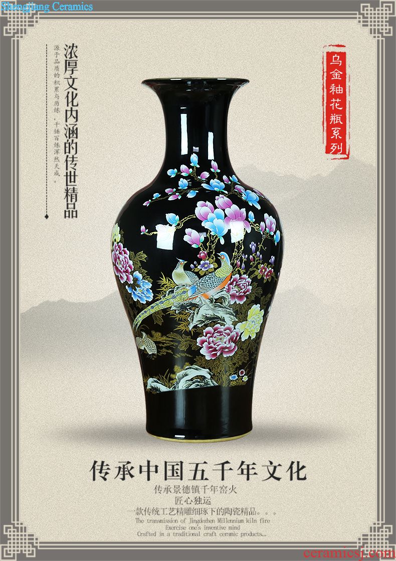 Jingdezhen ceramic vase quiver of blue and white porcelain painting and calligraphy tube branch lotus classical landscape of modern home living room furnishing articles