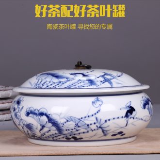Jingdezhen ceramic tea pot of tea gift box packaging gm caddy blue-and-white celadon seal storage tank