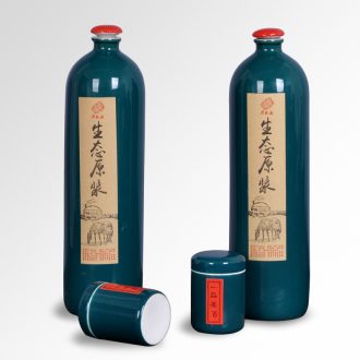 Jingdezhen ceramic jar sealing it 20 jins 30 jins of 50 kg foam bottle carved jars with leader