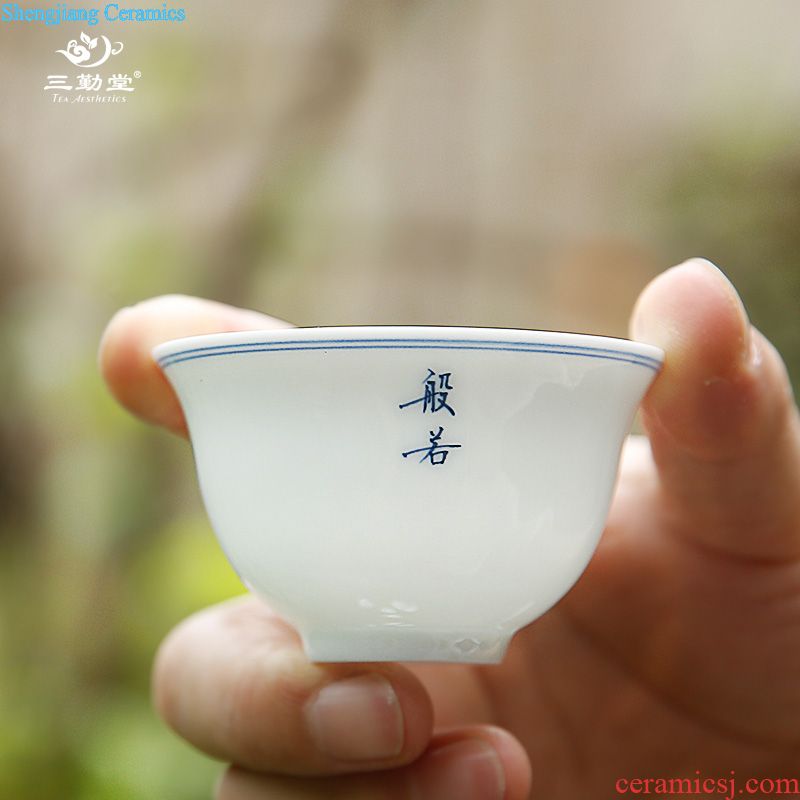 Three frequently hall made-to-order kung fu tea cups ceramic masters cup Small single cup white porcelain sample tea cup tea light S41054